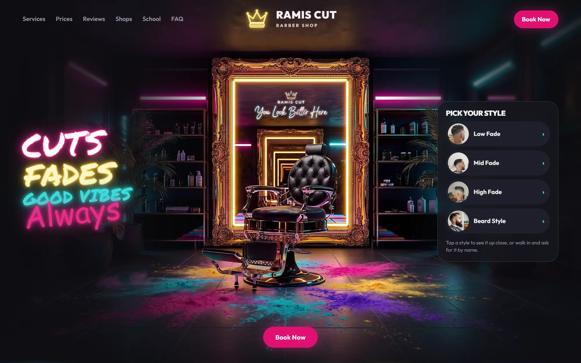 The Rami's Cut website on a laptop